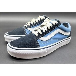 Vans Old Skool Skate Shoes Sneakers Mens sz 6.5 Blue Black Suede Casual Low Top